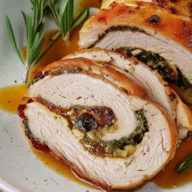Turkey Roulade with Spinach & Cheese