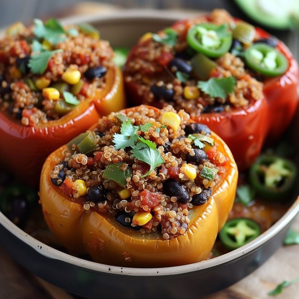 Stuffed Bell Peppers with Quinoa and Black Beans (GF, Vegan)